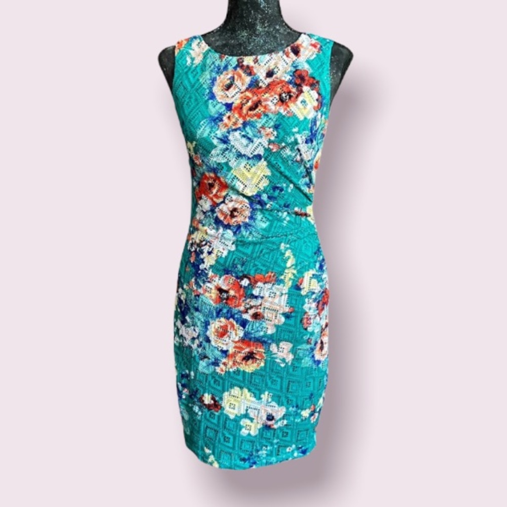 Bisou Bisou Michele Bohbot Green Lace Floral Dress